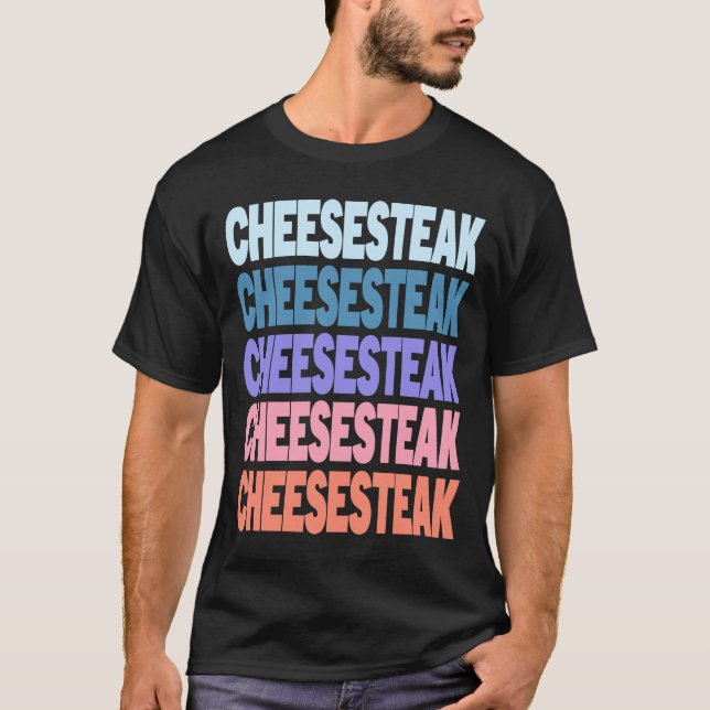 Camiseta Cheesesteak de Texto Repetido Moderno (Frente)