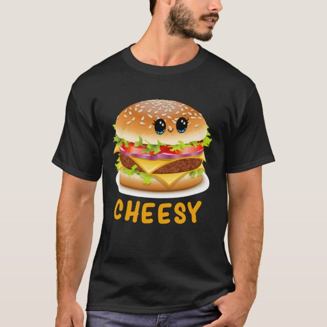 Camiseta Cheesy Cute  Cheese Burger Food Pun (Frente)