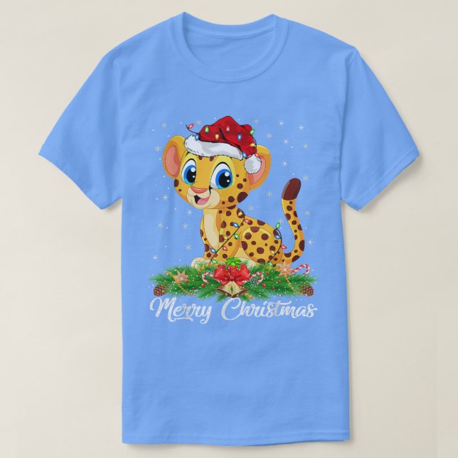 Camiseta Cheetah Amante de os animais Matando Santa Hat Che (Frente do Design)