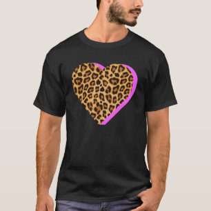 Camiseta CHEETAH Impressão HEART Leopard Animal Pink Shadow