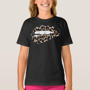 Camiseta Cheetah Leopard Animal Print Lip Bite T-Shirt