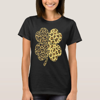 Camiseta Cheetah Leopard Print Shamrock St Patricks Day Luc
