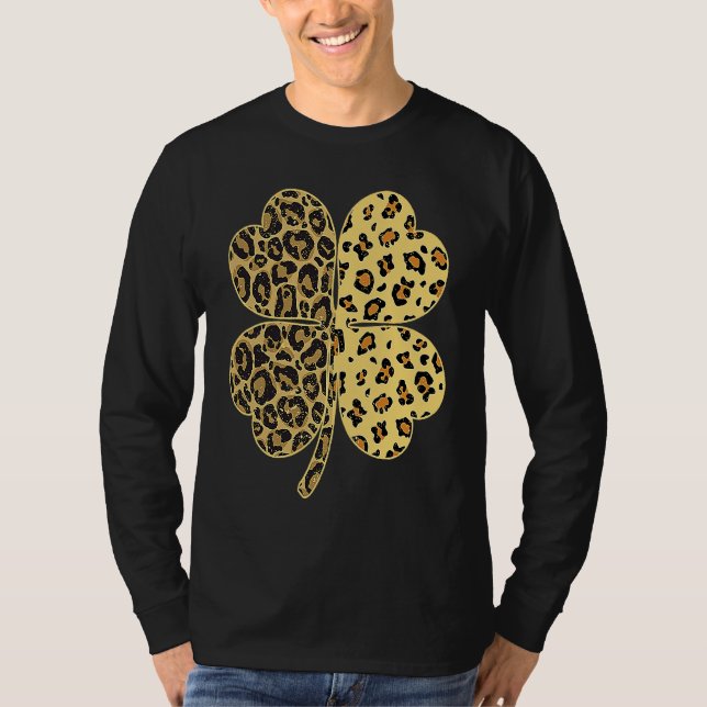 Camiseta Cheetah Leopard Print Shamrock St Patricks Day Luc (Frente)