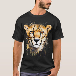 Camiseta Cheetah Retrato a correr efeito de tinta