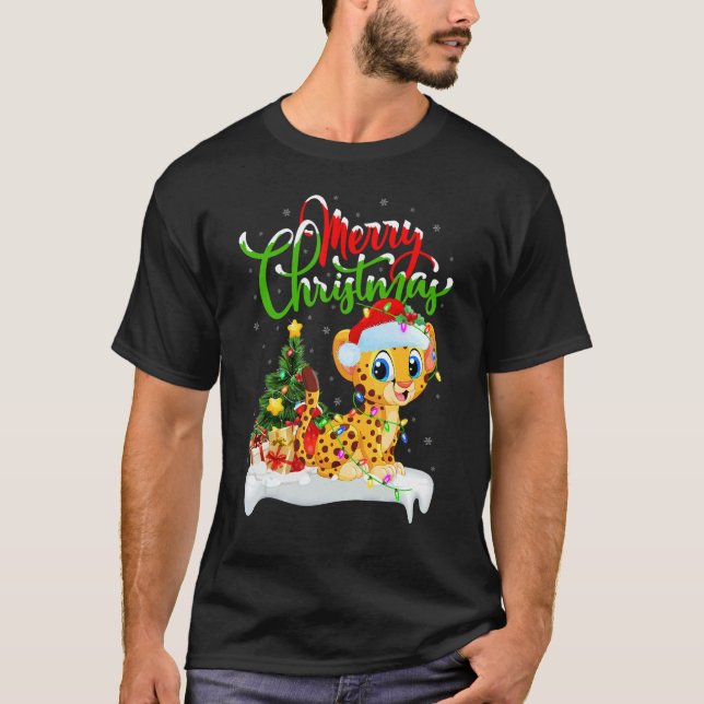 Camiseta Cheetah   Xmas Decorations Santa Cheetah Christmas (Frente)