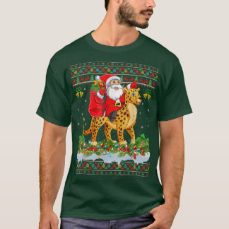 Camiseta Cheetah Xmas Pajamas Ugly Papais noeis Andando Che