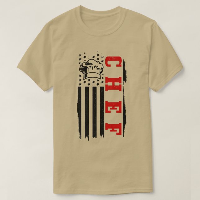 Camiseta chef american flag patriotic cook cooking bbq gril (Frente do Design)