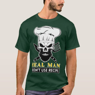 Camiseta Chef Barba Esqueleto Cozimento Cozinhado Pele-Esqu
