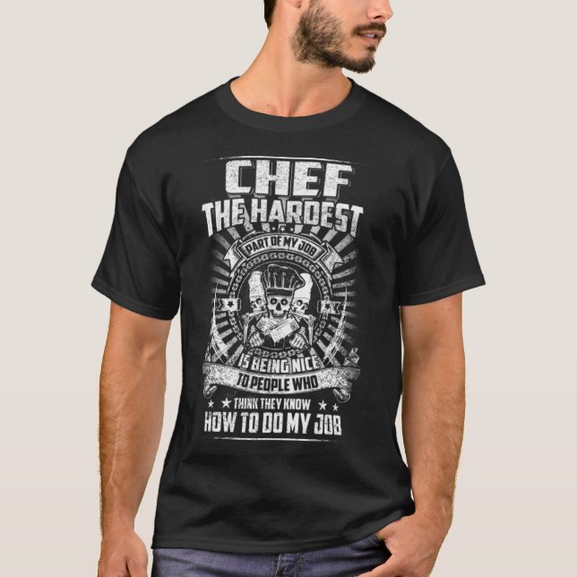 Camiseta chef, chef engraçado, chef e cleaveres, anim sueco (Frente)