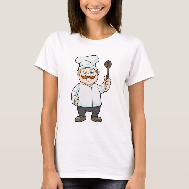 Camiseta Chef com chapéu e colher de sopa de chef (Frente)
