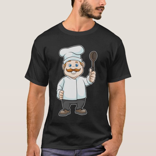 Camiseta Chef com chapéu e colher de sopa de chef (Frente)