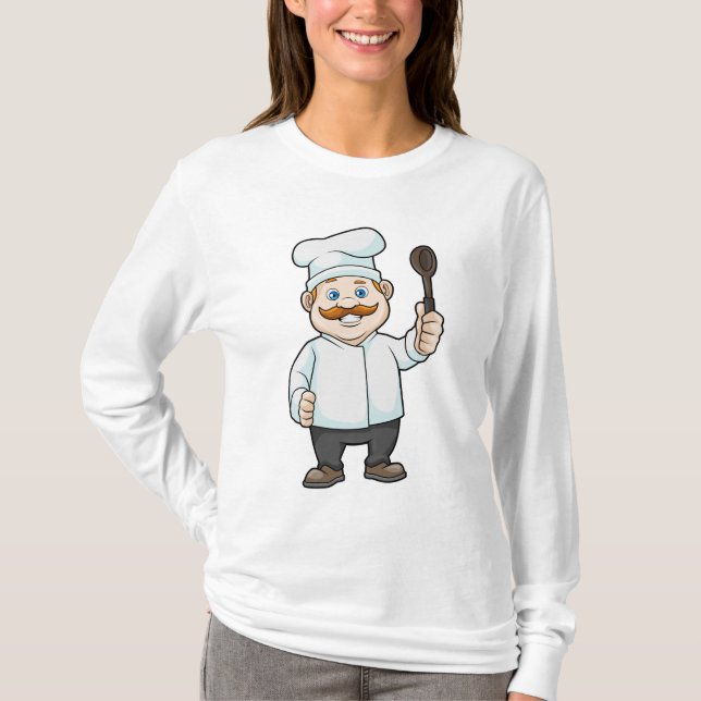 Camiseta Chef com chapéu e colher de sopa de chef (Frente)