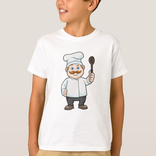 Camiseta Chef com chapéu e colher de sopa de chef (Frente)
