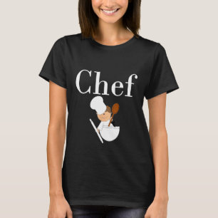 Camiseta Chef Com Escrevendo Branco E Caráter De Cubo