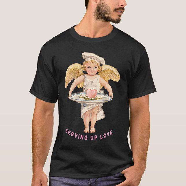 Camiseta Chef Cook Valentine SERVING UP LOVE Cupid Arrow Ch (Frente)