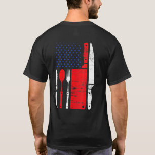 Camiseta Chef Cozinhando Bandeira Americana Culinária Vinta