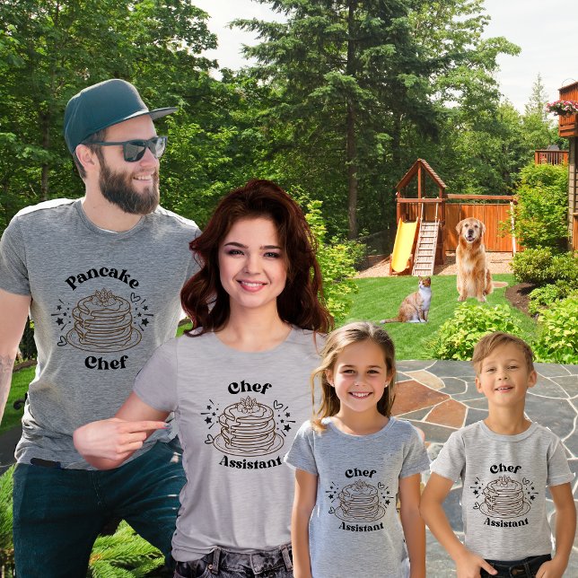 Camiseta Chef de pai e Crianças Pancake (Criador carregado)