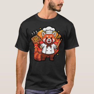 Camiseta Chef de Pizza Panda Vermelho Cozinhando