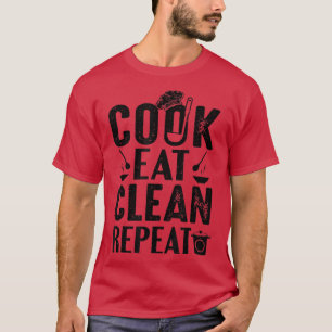 Camiseta Chef de Repetição de Comida de Cozimento do cozinh