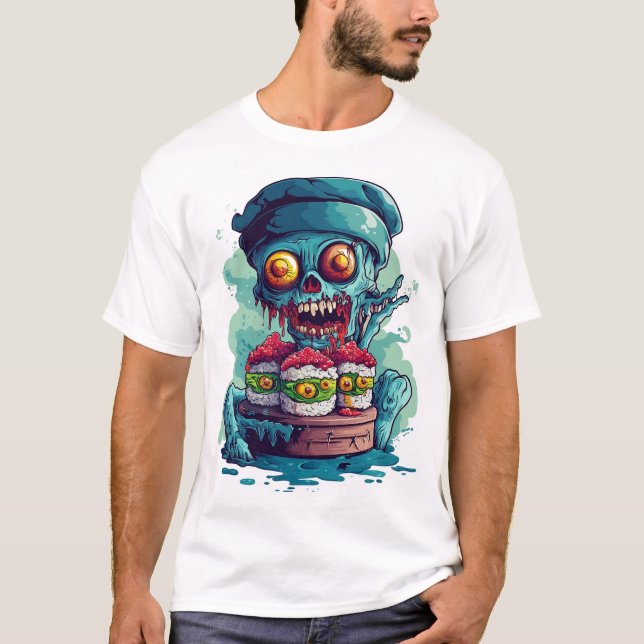 Camiseta Chef de Sushi Assombrado (Frente)