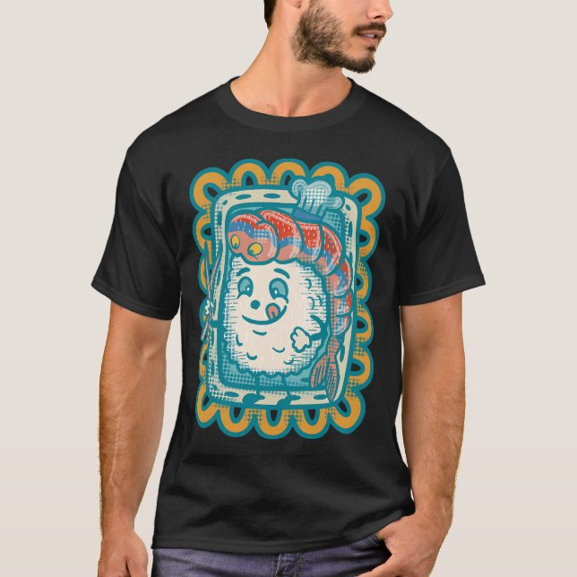 Camiseta Chef de Sushi de Camarão Retro (Frente)