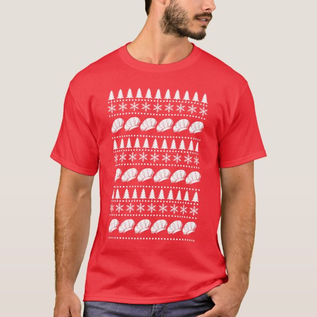 Camiseta Chef Engraçado Impressão de Salva de Natal Feia (Frente)