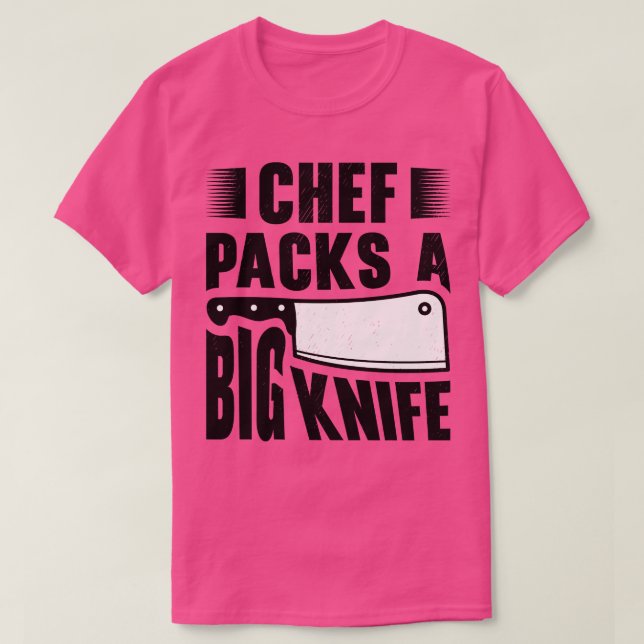 Camiseta Chef Grande Faca Fatiando Refeições de Cozinhar (Frente do Design)