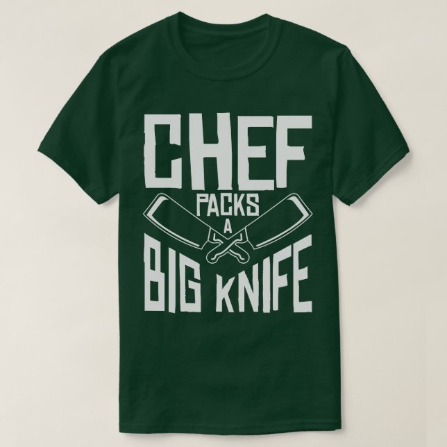 Camiseta Chef Grande Faca Fatiando Refeições de Cozinhar (Frente do Design)