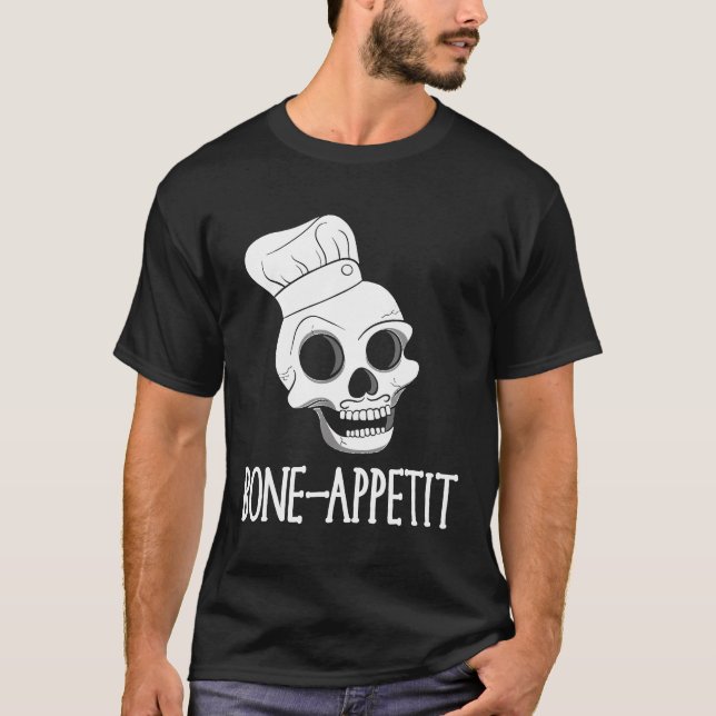 Camiseta Chef - Halloween Skeleton Pun Bone Bon Appetit Ch (Frente)