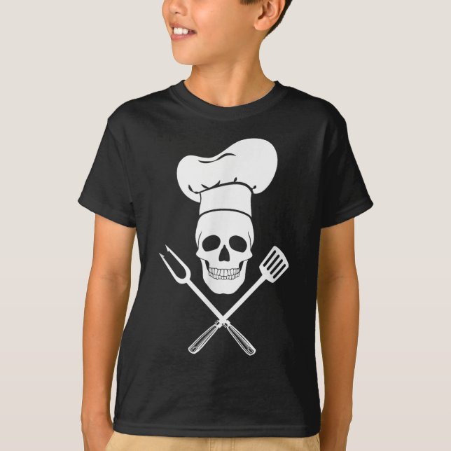 Camiseta Chef Hat Cook Skull Kitchen Barbecue - Ferramentas (Frente)