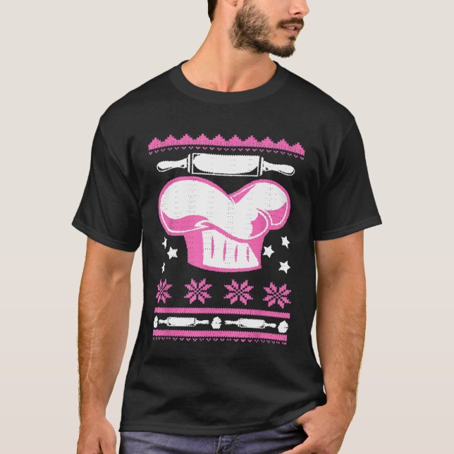 Camiseta Chef Hat Ugly Christmas Baker Cozinhar Baking (Frente)