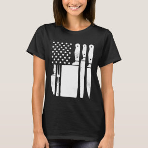 Camiseta Chef Knife American Flag Patriótico Chef Toos Chef