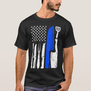 Camiseta Chef Knife Flag USA Patriótico Cook Flag