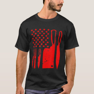 Camiseta Chef Knife Set Patriotic American Flag Kitchen