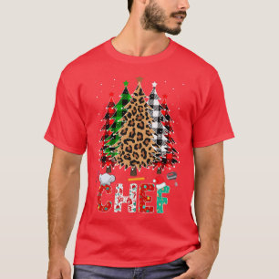 Camiseta Chef Leopard Red White Xadrez Árvores de Natal