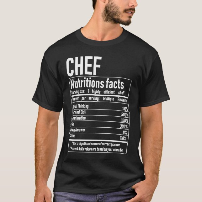 Camiseta Chef Nutrition Facts  Culinary Cooking Cooker Outf (Frente)