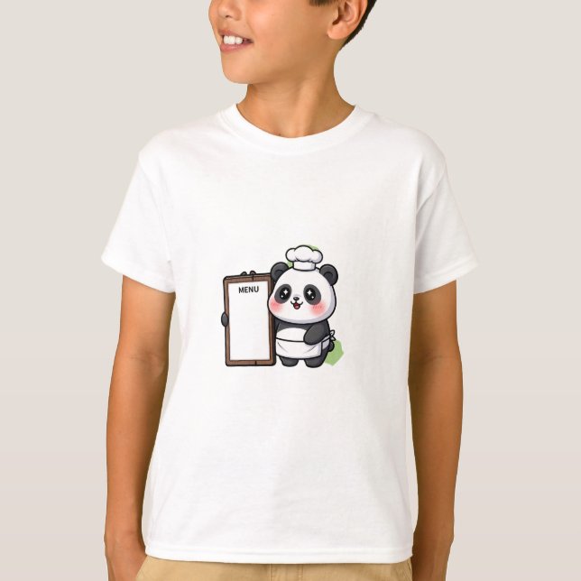 Camiseta Chef Panda Com Quadro de Menu Infantil (Frente)