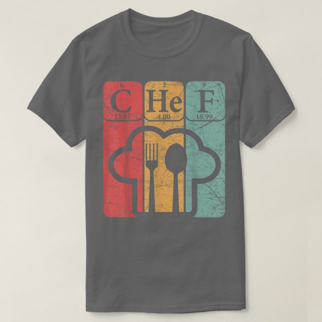 Camiseta Chef Periodic Table Elements Cooking Nerd Vintage  (Frente do Design)