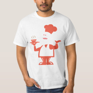Camiseta Chef segurando uma tigela de sopa