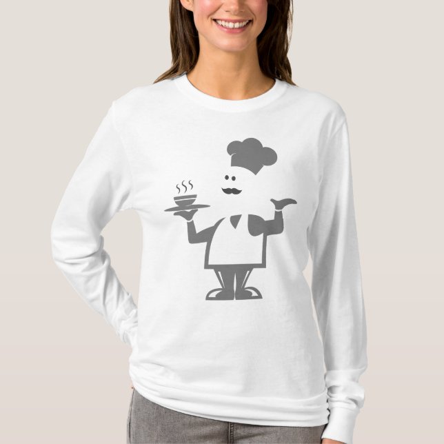 Camiseta Chef segurando uma tigela de sopa (Frente)
