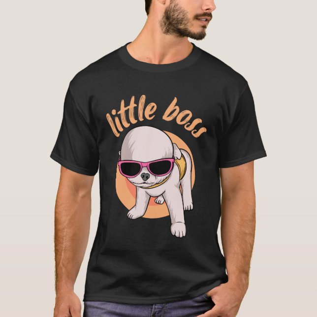 Camiseta Chefão Engraçado Chihuahua Cachorros com óculos bo (Frente)