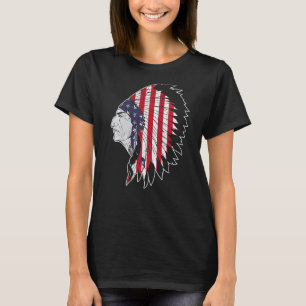 Camiseta Chefe Americano Nativo de Sinalizador dos EUA