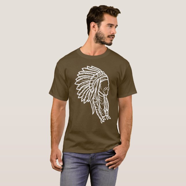 Camiseta Chefe Americano Vintage Boho Indian Apache (Frente Completa)