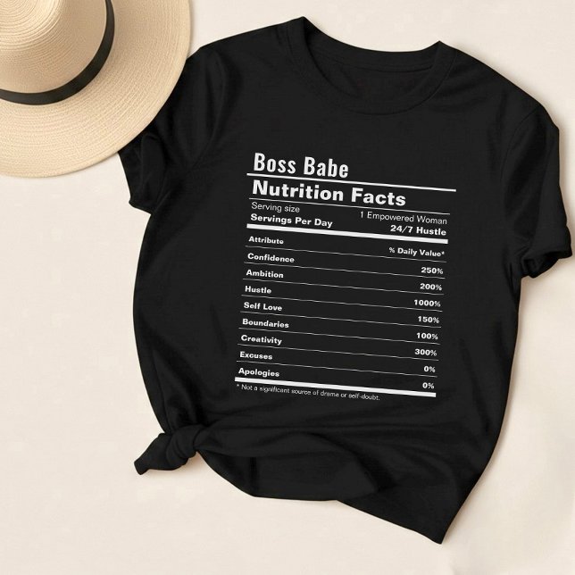 Camiseta Chefe Babe Nutrition Facts (Criador carregado)