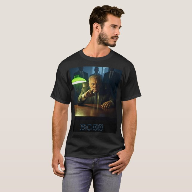 Camiseta Chefe com SMS preto T-shirt (Frente Completa)