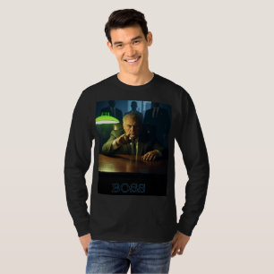 Camiseta Chefe com texto de homem manga preto