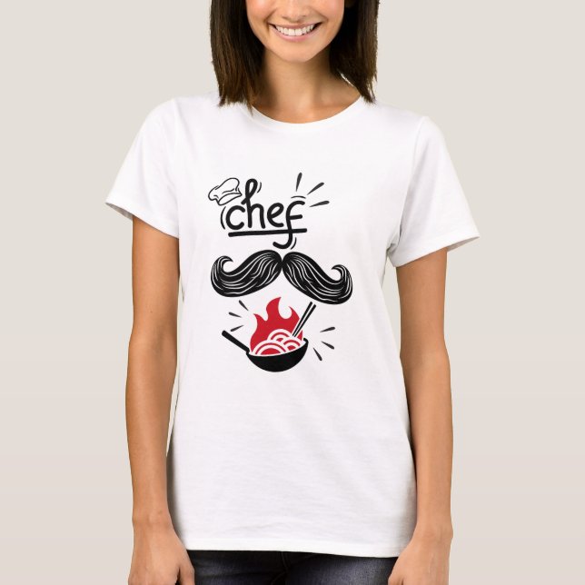 CAMISETA CHEFE COZINHANDO BIGODE (Frente)
