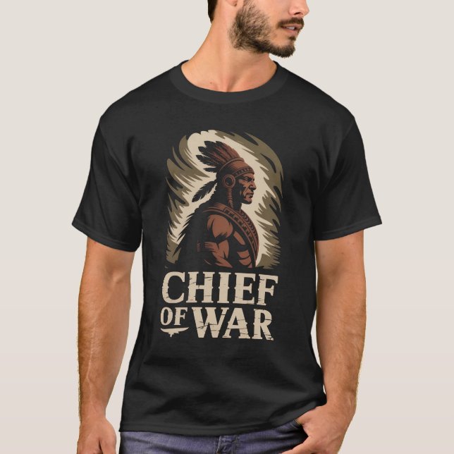 Camiseta Chefe da Camisa-T de Guerra | Tribal Warrior Desig (Frente)