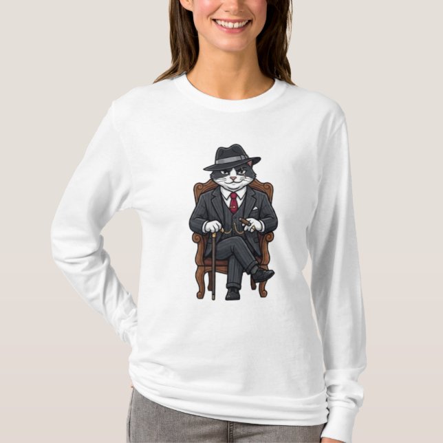 Camiseta Chefe da Máfia Gangster Kitty  (Frente)