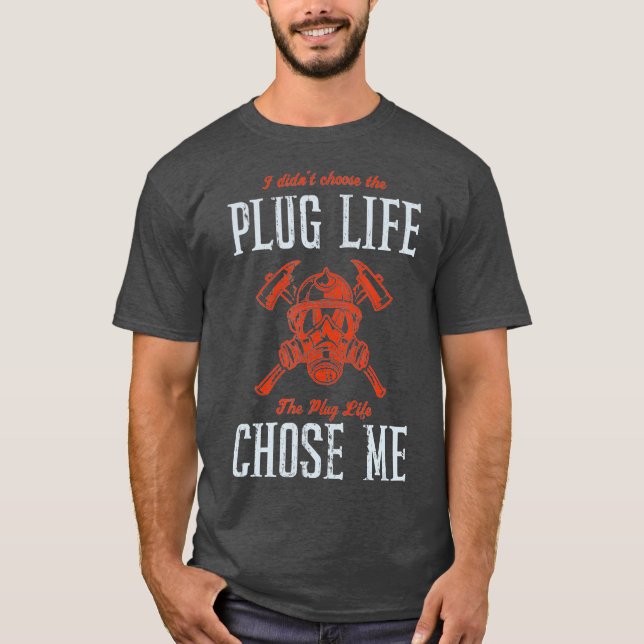 Camiseta Chefe de Bombeiros Voluntários Engraçado de Plug L (Frente)